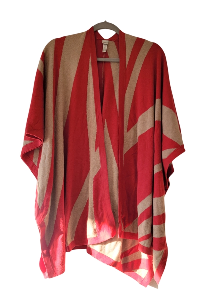 Chicos Knit Wrap Shawl Red One Size